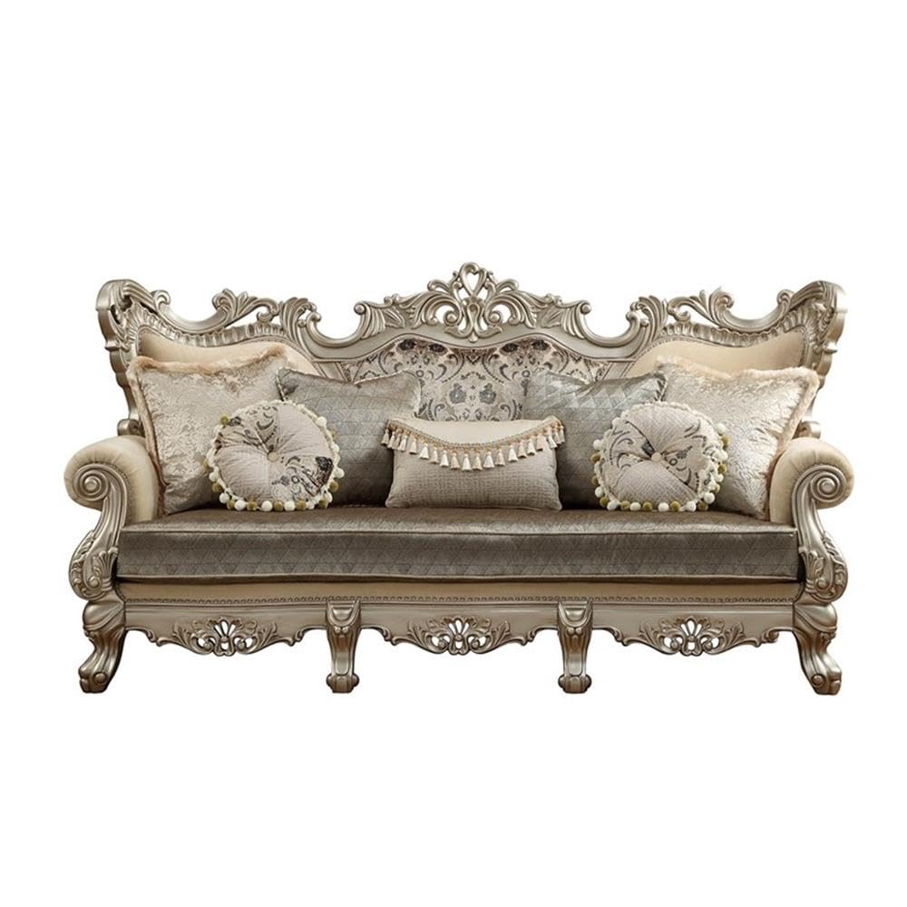Acme Ranita Fabric Upholstered Sofa in Champagne and Beige Acme