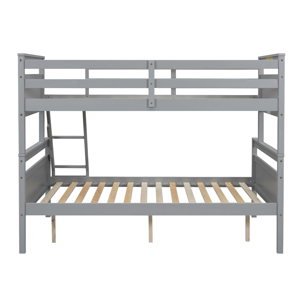N NAANSI Twin Over Full Bunk Bed with Ladder, Full Length Guardrail, X-Shape Headboard and Footboard, Wooden Bunk Bed Frame Can be Separated into 2 Beds, Gray N NAANSI
