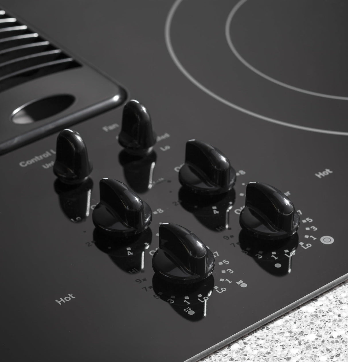 GE Profile PP9830DRBB 30 inch Built-In Downdraft Electric Cooktop - Black GE PROFILE