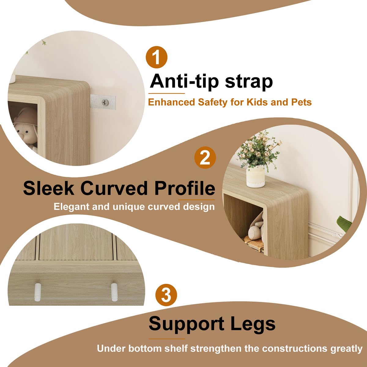 FATORRI 8 Cube Storage Organizer with Shelf, Rustic Wood Cube Bookshelf, Farmhouse Bookcase with 3 Doors, Cubby Book Shelf for Living Room, Home Office, Hallway (Light Walnut) FATORRI