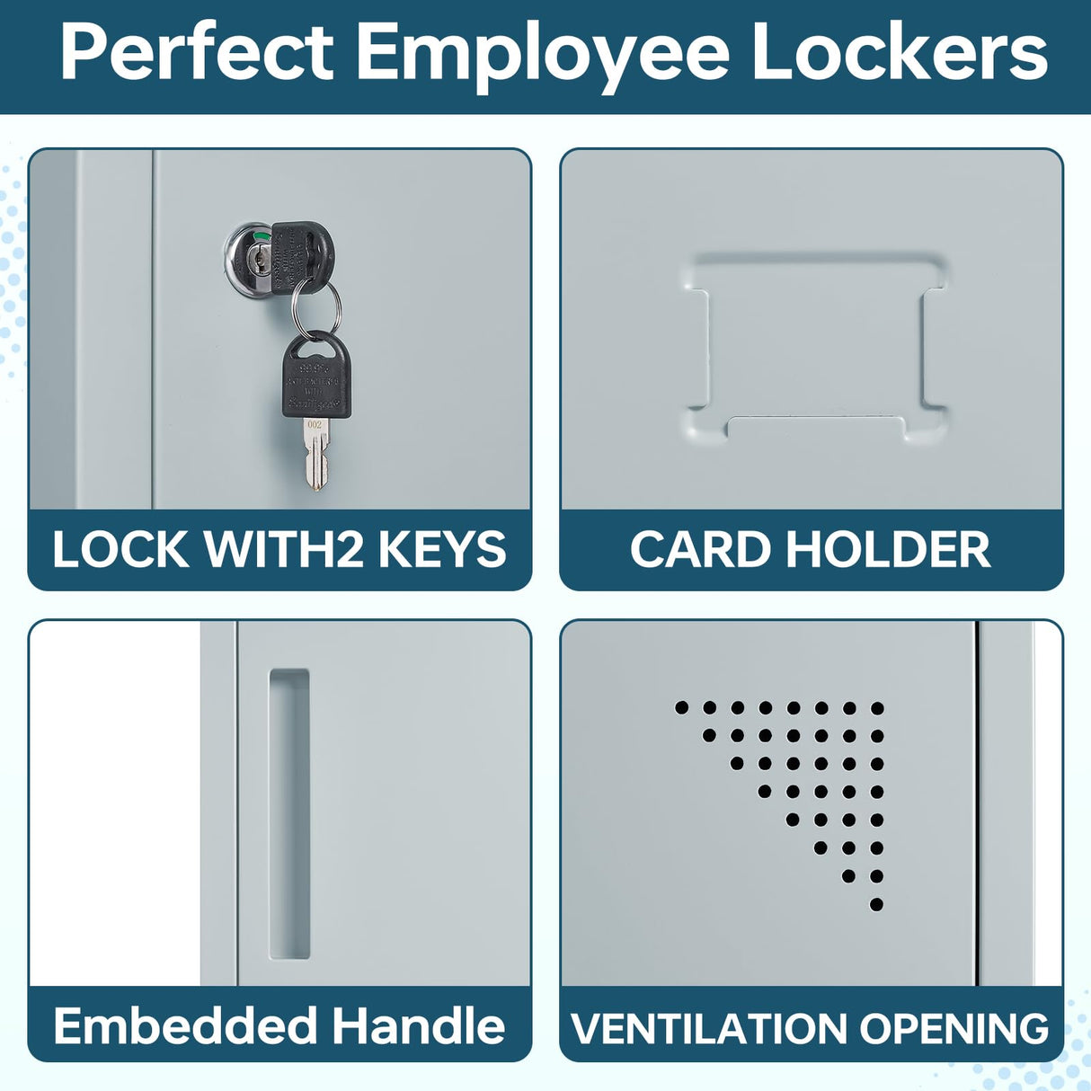 MIIIKO Metal Lockers 3 Tier 3-Wide, Employee Storage Locker with Keys and 9 Doors, 71" Tall Locking Storage Shelf Organizer for Work, School and Gym MIIIKO