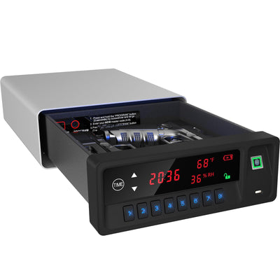 QINGENO Smart Gun Safe with Security Cable - Biometric Pistol Safe for 2 Handgun 3 Ways Quick Access with Fingerprint/Keypad/Key, for Nightstand Bedside Home with LCD and Voice Guide (Grey)