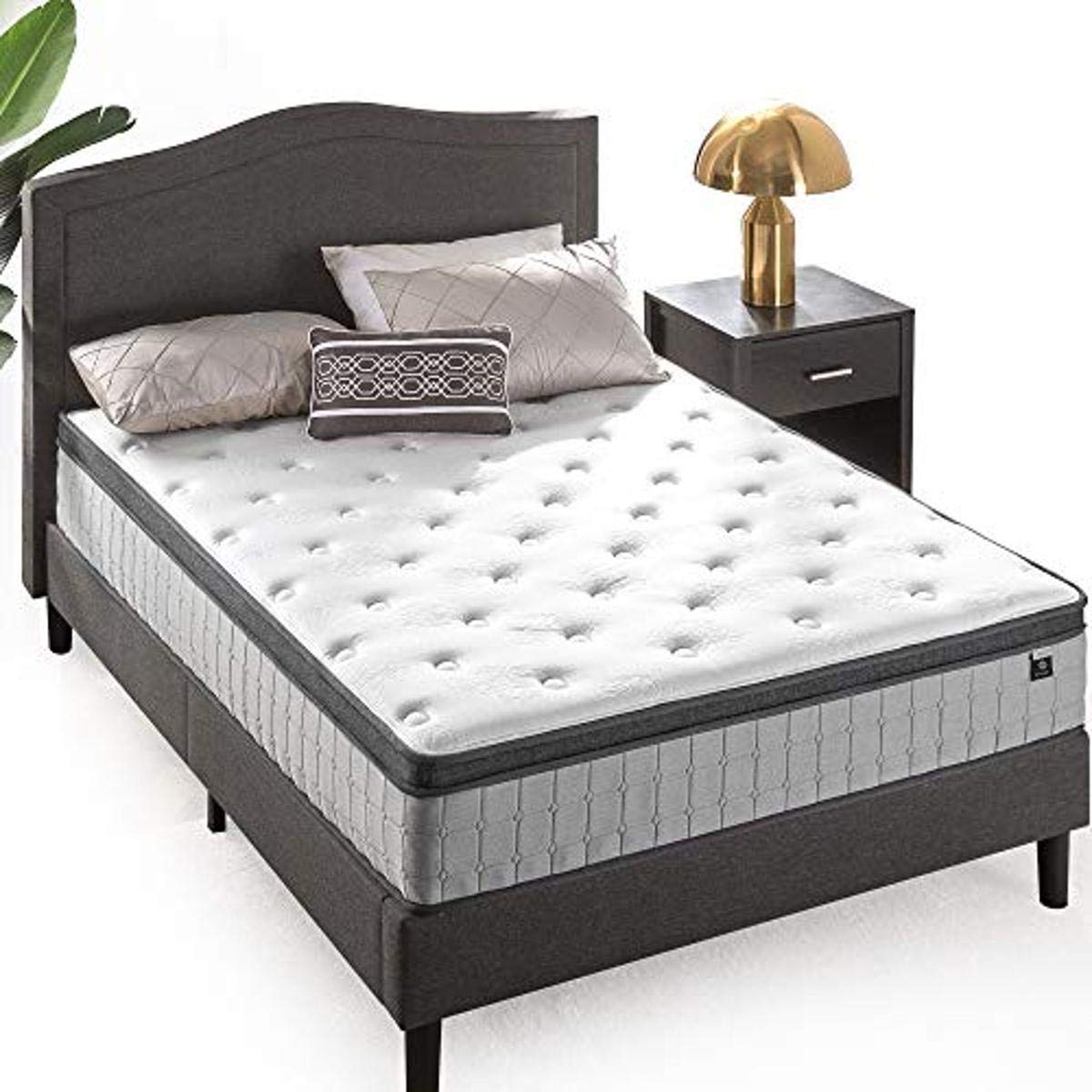 ZINUS 12 Inch Comfort Support Cooling Gel Hybrid Mattress, Full, Euro Top Innerspring Mattress, Motion Isolating Pocket Springs, Mattress in A Box ZINUS