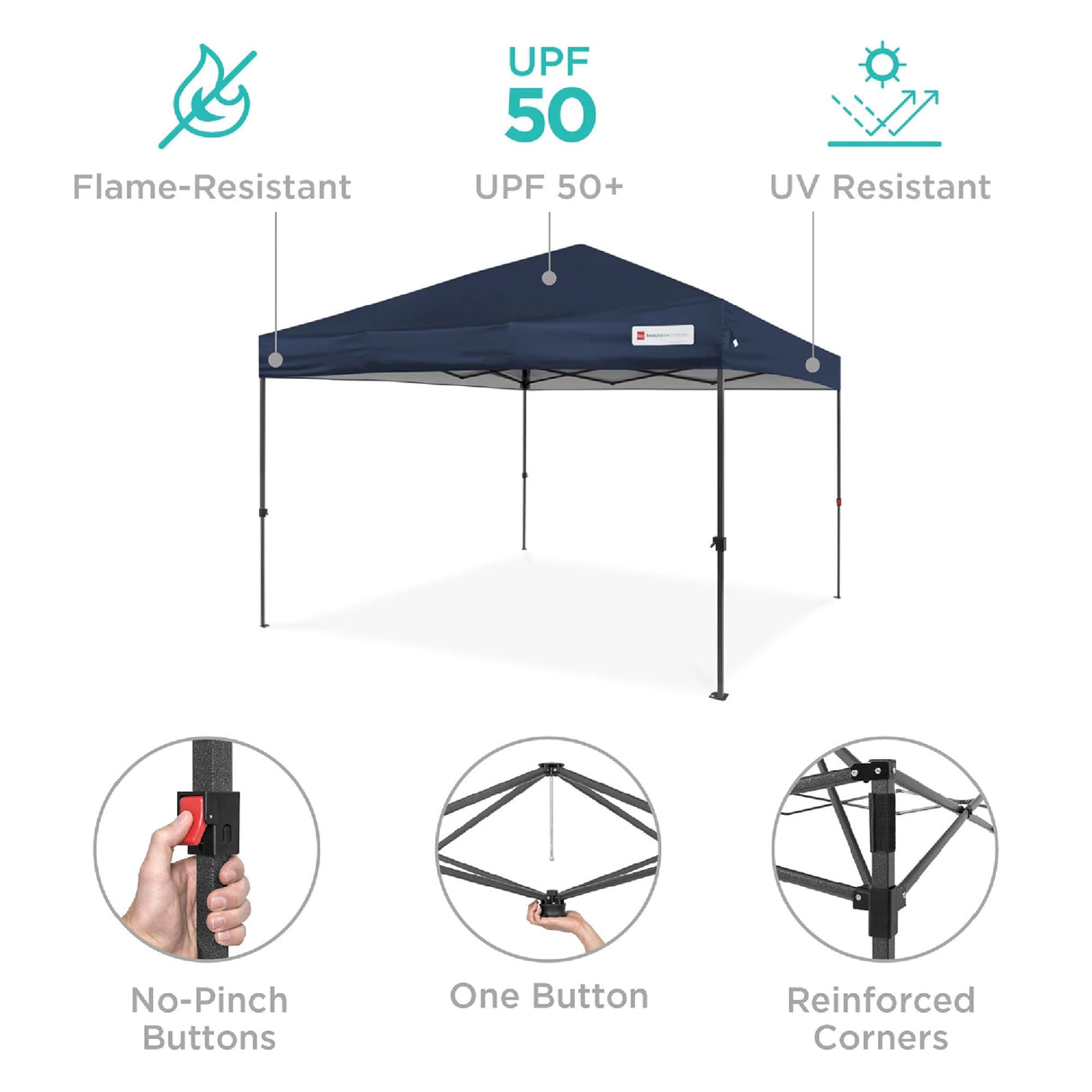 Best Choice Products 10x10ft 1-Person Setup Pop Up Canopy Tent Instant Portable Shelter w/ 1-Button Push, Case, 4 Weight Bags - Blue Best Choice Products