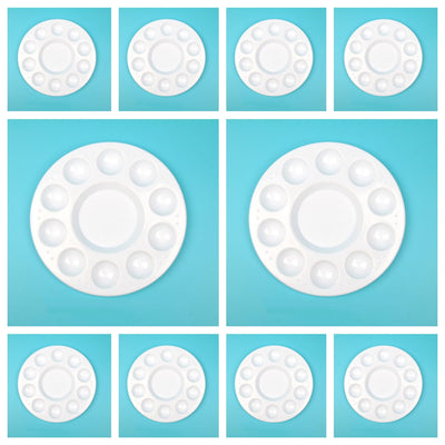 Rackii 10pcs Plastic Paint Palette Trays - Reusable Artist Palettes for Oil, Acrylic & Watercolor Painting, Perfect Paint Holder Trays for Studios, Classes & Birthday Painting Parties