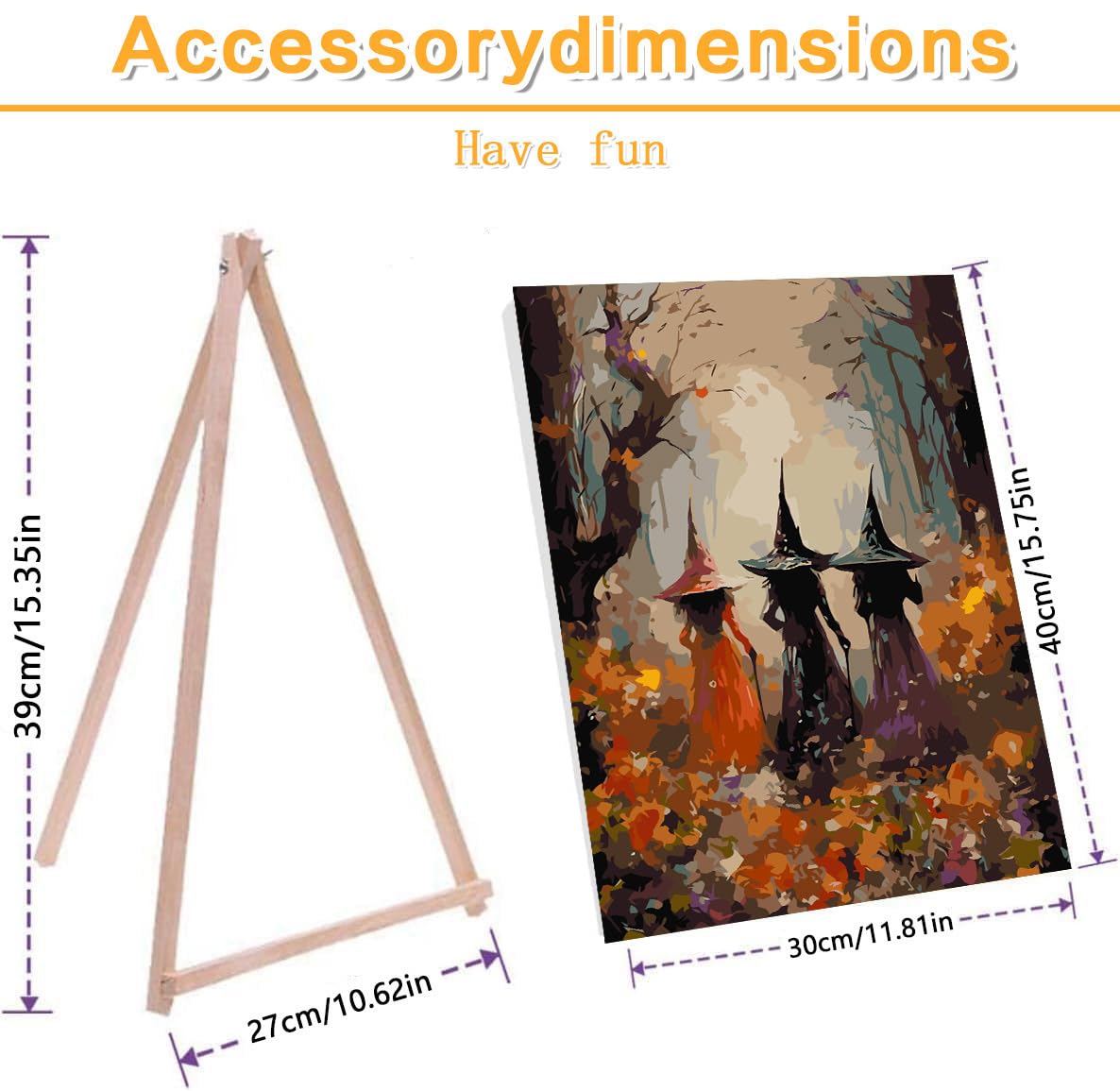 Meothan Framed Paint by Numbers Kits for Adults, Halloween Paint by Number for Adults Beginners, Paint by Numbers Kits on Canvas with Framed and Easel for Home Wall Decor 11.8x15.7inch (Witch) Meothan