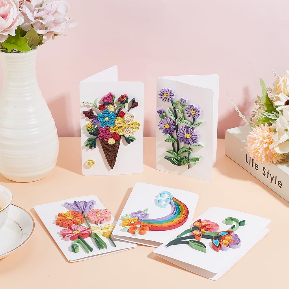 WEBEEDY 20 Sets Flower Paper Quilling Kit for Adults Beginners Greeting Card Making Kit with Envelope and Instruction,DIY Flower Cards for All Occasions Happy Birthday,Holiday,New Year,Thanksgiving WEBEEDY