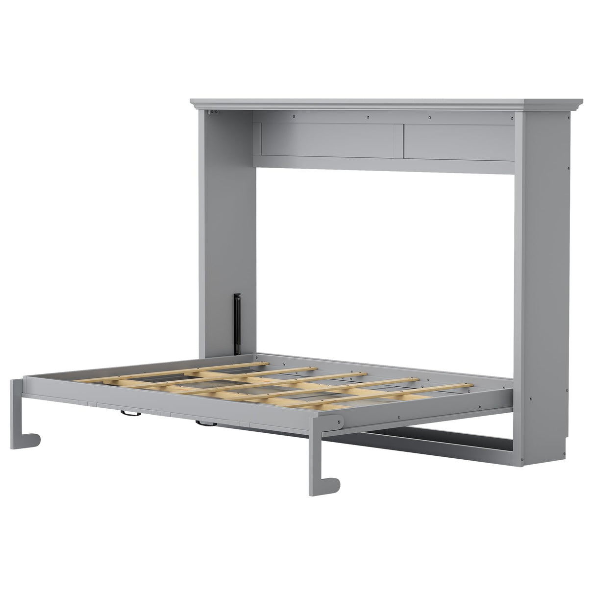 PVWIIK Queen Size Murphy Bed,Wall Bed Frame Folding into Cabinet Design for Small Space,Bedroom,Guest Room,Gray PVWIIK