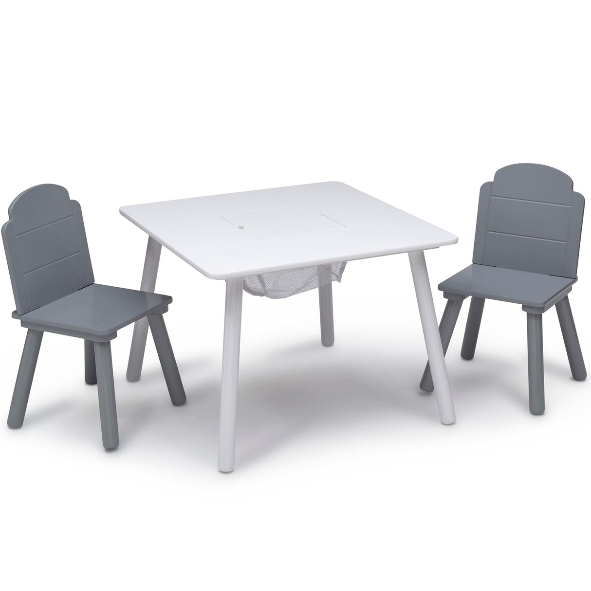 Delta Children Finn Table and Chair Set with Storage, White/Grey Delta Children