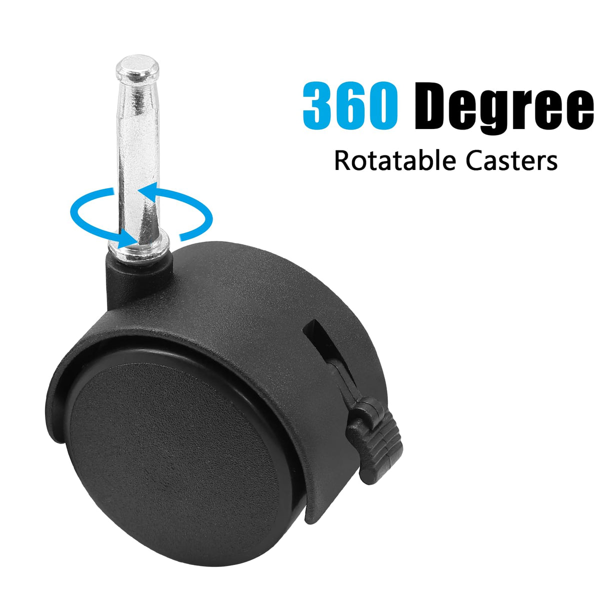 suiwotin 4pcs 2 Inch Swivel Caster Wheels, M8 Grip Neck Stem Caster Wheels with Brake, Heavy Duty Casters, Black Nylon Wheels Replacement for Furniture, Table, Cabinet, Shelf suiwotin