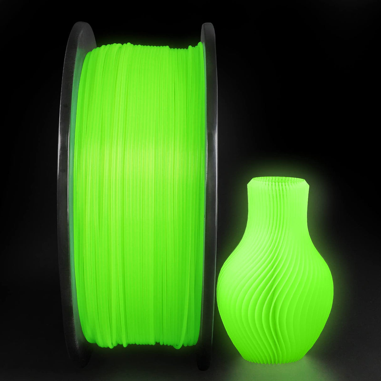 Dikale PLA+ 3D Printer Filament Luminous Green, 1.75mm No Tangle, Net Weight 2.2lbs Spool (1kg), PLA Pro Plus, Green with Glow in The Dark Effect dikale