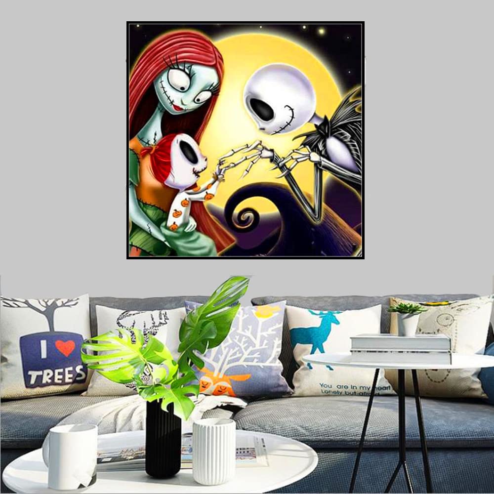 MMAHD 5D DIY Diamond Art Painting Kits, Cartoon Skull Round Full Drill Diamond Art Crafts Home Wall Decoration 15.8 x 15.8inch MMAHD