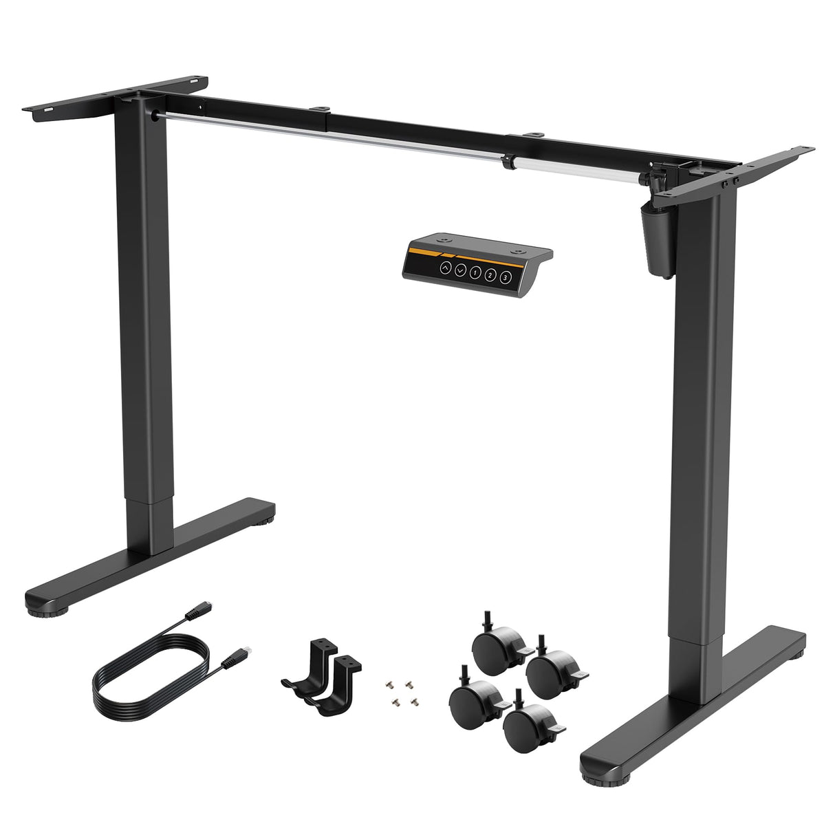 Claiks Standing Desk Frame, Electric Stand Up Desk Legs Frame Workstation Up to 63",T-Shaped Adjustable Standing Computer Desk for Home and Office, (Black Frame only) Claiks