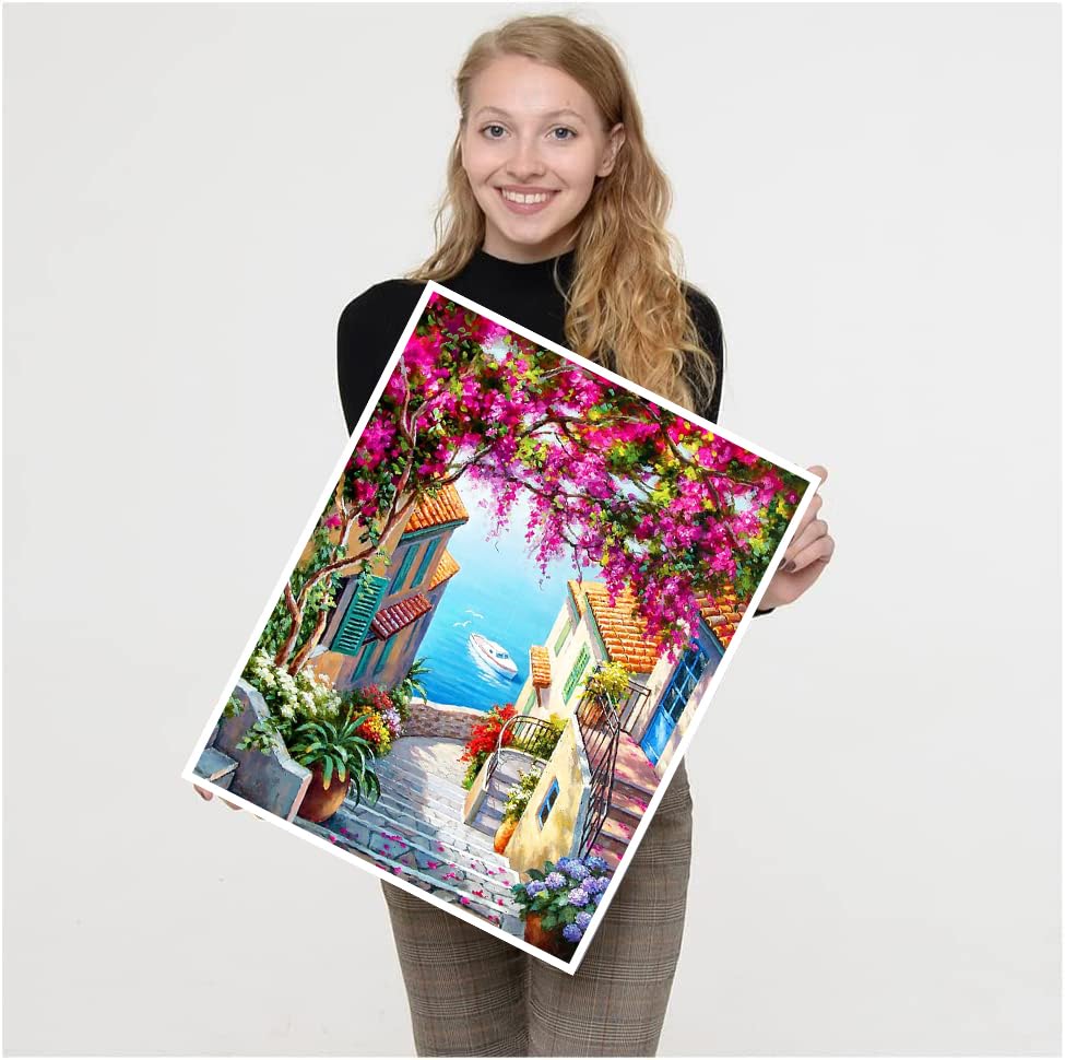 VIGEGU 2 Pack Cityscape Paint by Numbers Kit for Adults with Framed, Landscape Paint by Number DIY Adult Paint by Number Kits for Wall Decor 10x12in VIGEGU