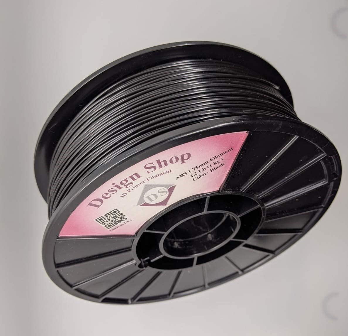 3D Printer Filament 1.75mm Black ABS - 1kg (2.2 lbs) 100% USA Design Shop
