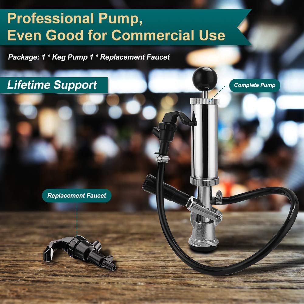 FERRODAY 4" Beer Keg Tap Heavy Duty Complete D-System Keg Pump US Beer Keg Pump for Sankey Keg Party Pump Picnic Keg Tap Keg Hand Pump Draft Beer Kegerator Pump Easy Lock 4 Inch Keg Pump Soda Pump Ferroday