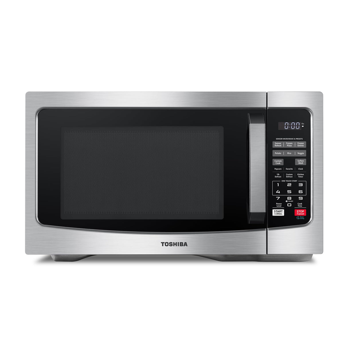 TOSHIBA EM131A5C-SS Countertop Microwave Ovens 1.2 Cu Ft, 12.4" Removable Turntable Smart Humidity Sensor 12 Auto Menus Mute Function ECO Mode Easy Clean Interior, 1100W, Silver TOSHIBA