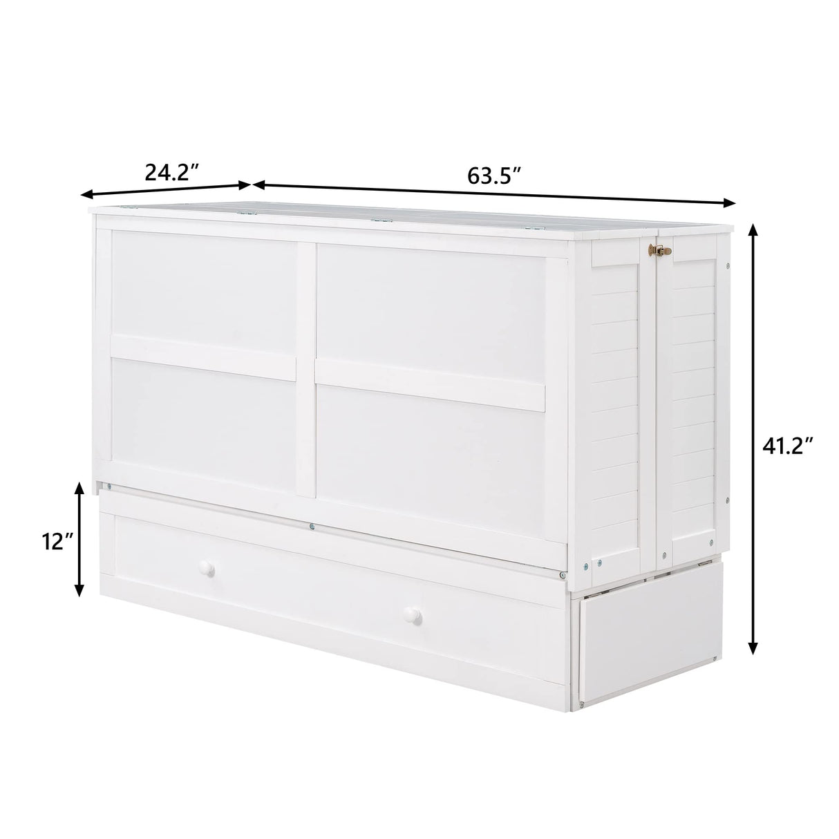 NCKMYB Cabinet Beds Queen Size Murphy Bed, White Bed with Storage Drawer & Side Shelves Foldable Murphy Bed Cabinet Space-Saving for Guest Room Home Office NCKMYB