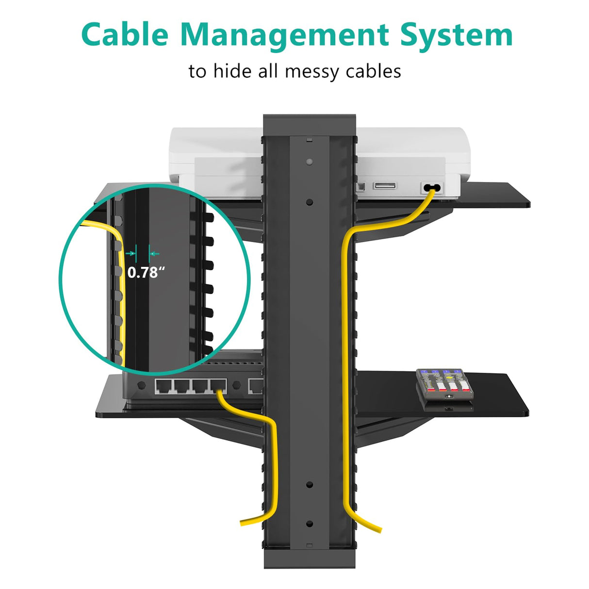 WALI Floating Entertainment Center Shelves, Holds Up to 17.6lbs, TV Shelf with Strengthened Tempered Glasses for DVD Players, Cable Boxes, Games Consoles, TV Accessories (CS202B), 2 Shelf, Black WALI
