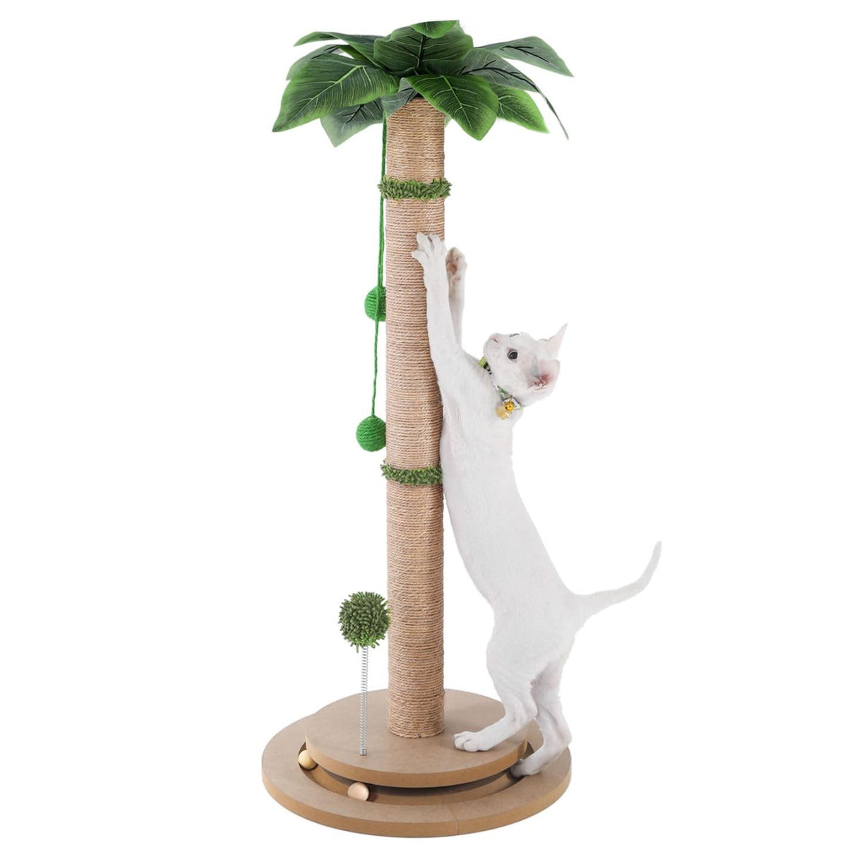 Aplatho Scratching Posts for Indoor Cats Adults - 33.2" Tall Cat Scratching Post with Sisal Rope - Cute Kitten Cat Tree Scratching Post with Interactive Ball Track Aplatho