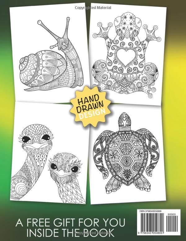 Animal Mandala Coloring Book for Adults: Stress Relieving Designs for Mindfulness and Relaxation: 50 Unique Hand-Drawn Illustrations of Animals with Intricate Mandala Patterns for Stress Relief WoodArtSupply