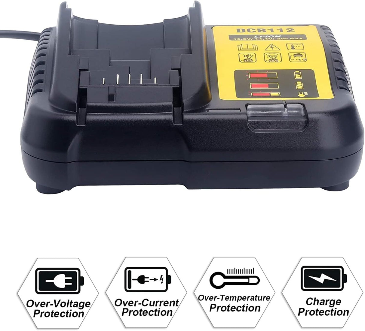 DCB112 Replacement Battery Charger for 20V Charger DCB101 DCB105 DCB115 DCB107,Compatible with 12V&20V/60V MAX Lithium-Ion Batteries DCB206 DCB204 DCB230 DCB240 DCB120 DCB126 DCB612 DCB609 DCB606 Gonocop