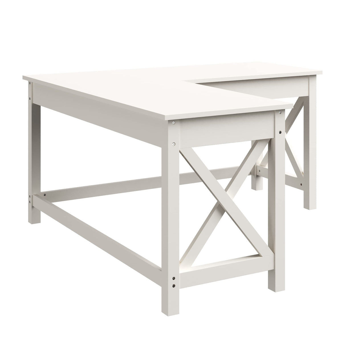 Lavish Home Computer Desk - L-Shaped Desk with X-Pattern Legs - for Office, Computer, or Craft Table - Desks for Home Office (White) Lavish Home