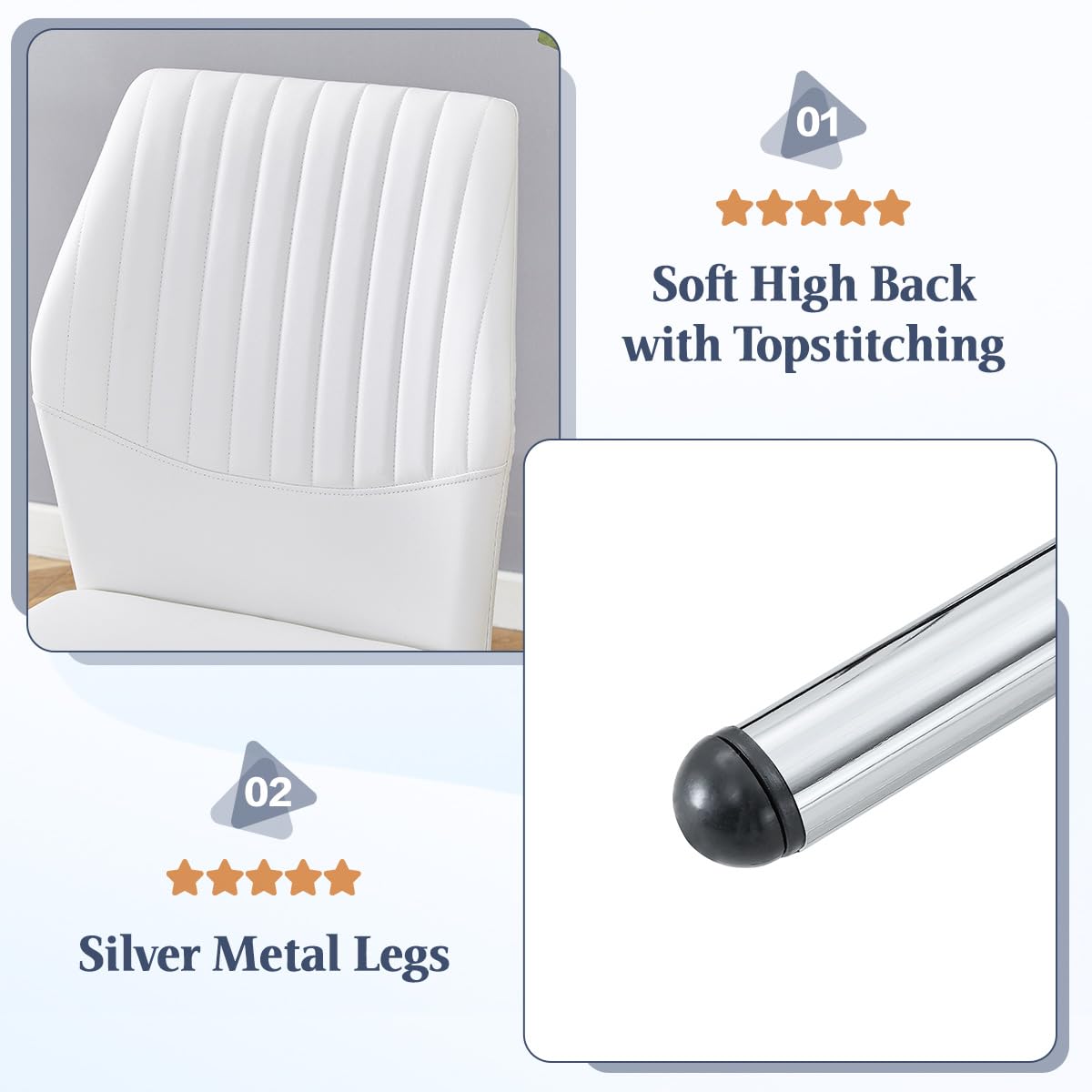 TesNus Round Dining Table Set for 4 with Chairs,Marble Top Pedestal Table and White Faux Leather Chairs, Modern Circular Kitchen Dining Table Set for Apartment, Modern Home,New House for 4 People TesNus