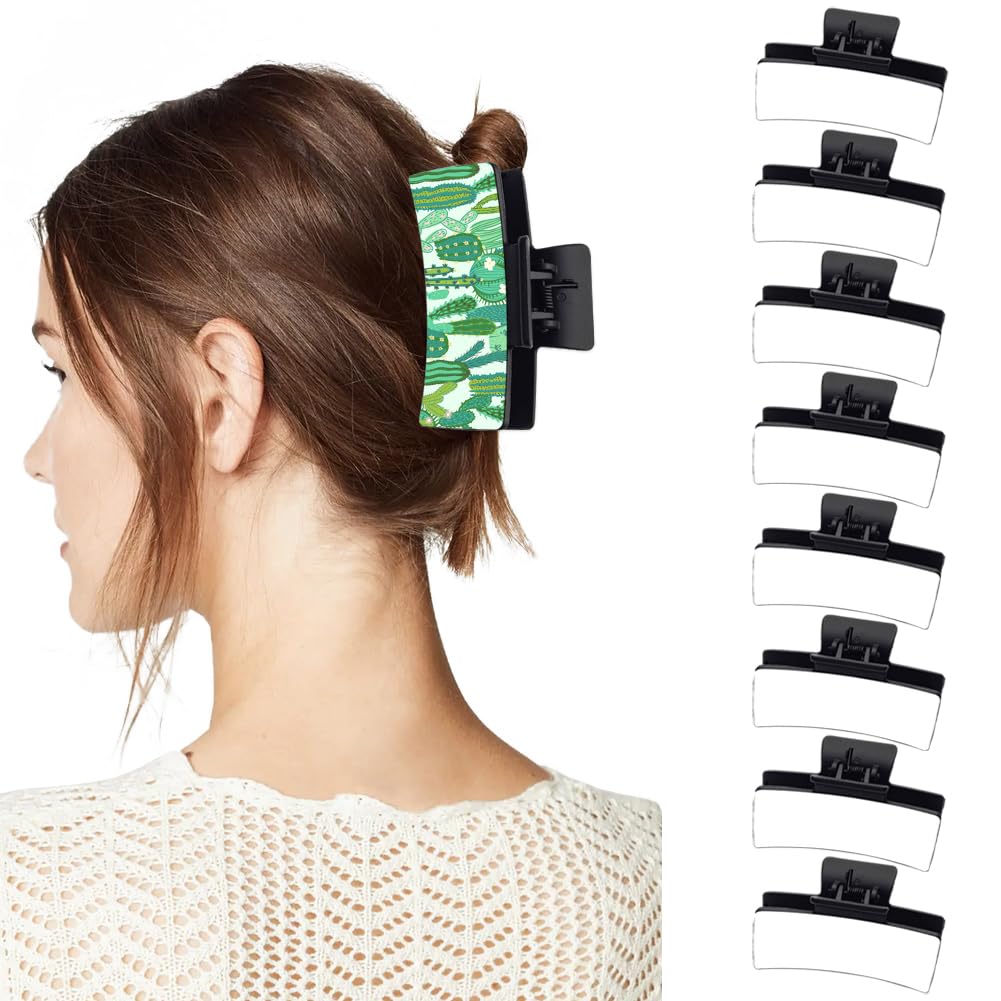 ZUYYON 8 Pack Sublimation Blanks Non-Slip 3.39 Inch Rectangle Hair Claw Clips for Thin, Thick, Long Hair - DIY Heat Transfer Strong Hold ZUYYON