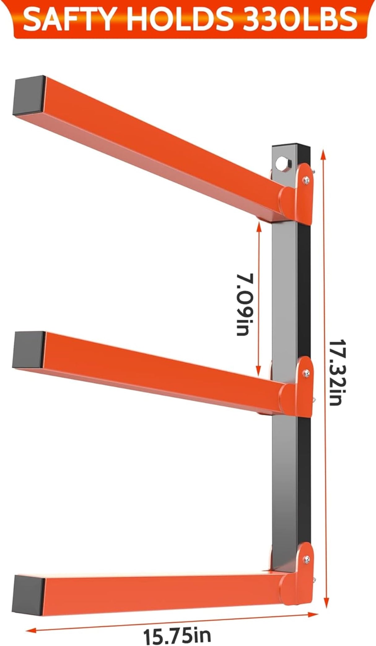 Ultrahaus 3 Pack Metal Lumber Storage Rack, Heavy Duty Steel, Wall Mounted, 3 Level Wood Storage System Ultrahaus