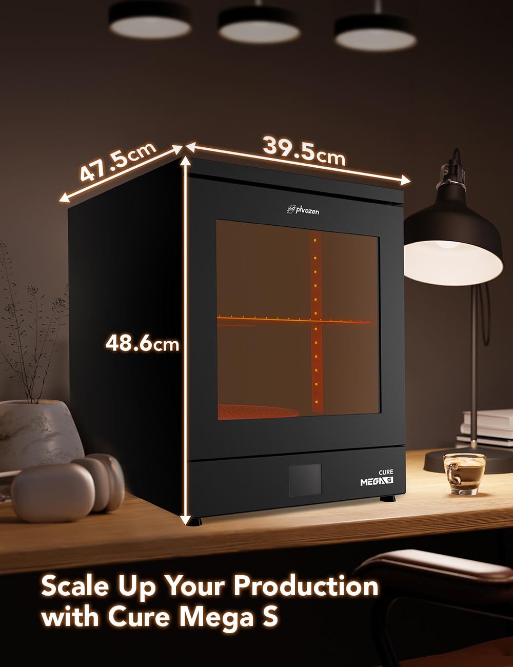 phrozen Cure Mega S 3D Printer Resin Curing Station, UV Light Post Lamp, DIY Curing Enclosure 360 Degree Transparent Turntable for LCD/DLP/SLA, Solidify Photosensitive Resin 405nm 3D Printed Models phrozen