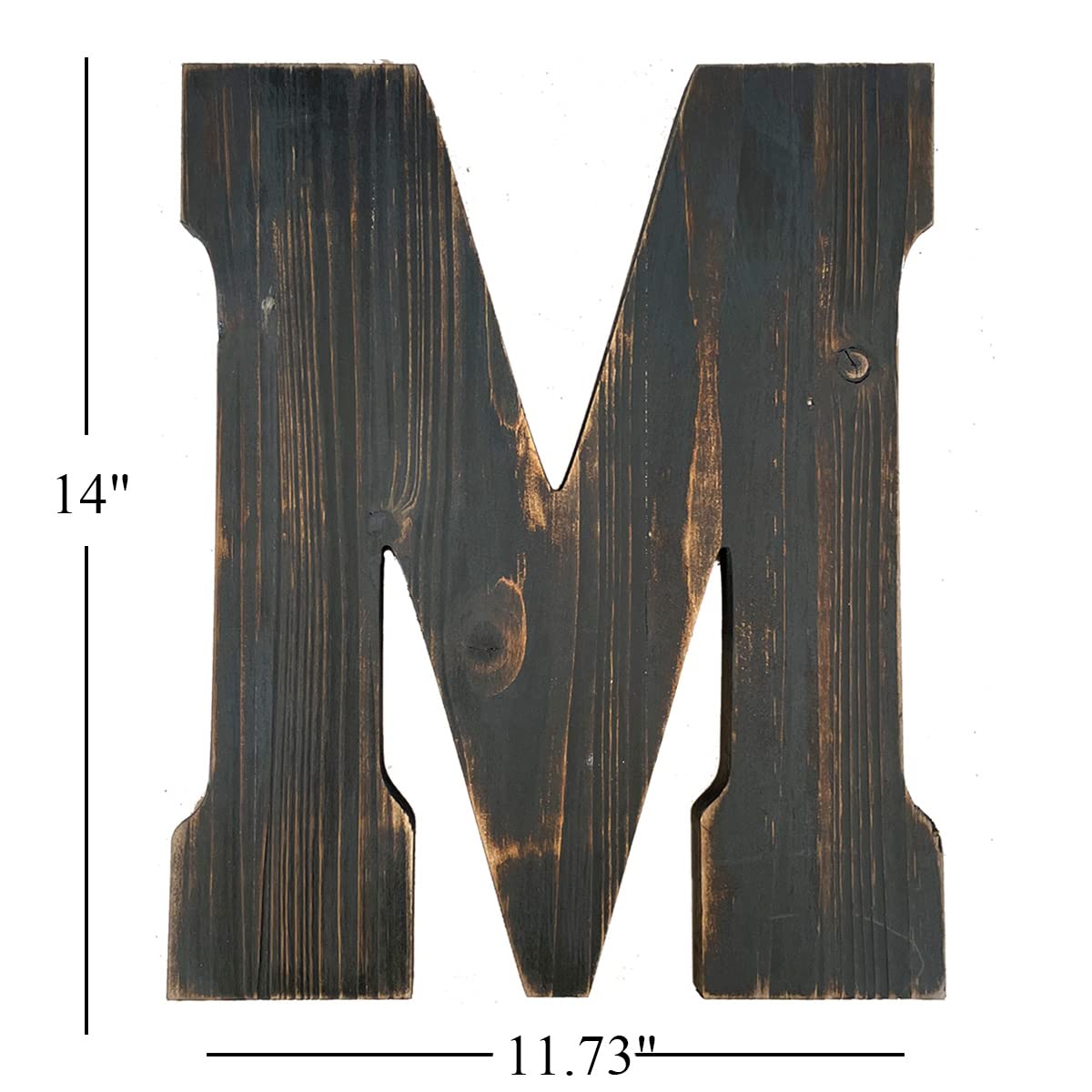 Big Letter Wall Art for Living Room, Bathroom, Bedroom, and Home Decor, Rustic Farmhouse Lettering for Family Last Names, Large Decorative Wood, 14” x 10” (Big M) ABELOTS
