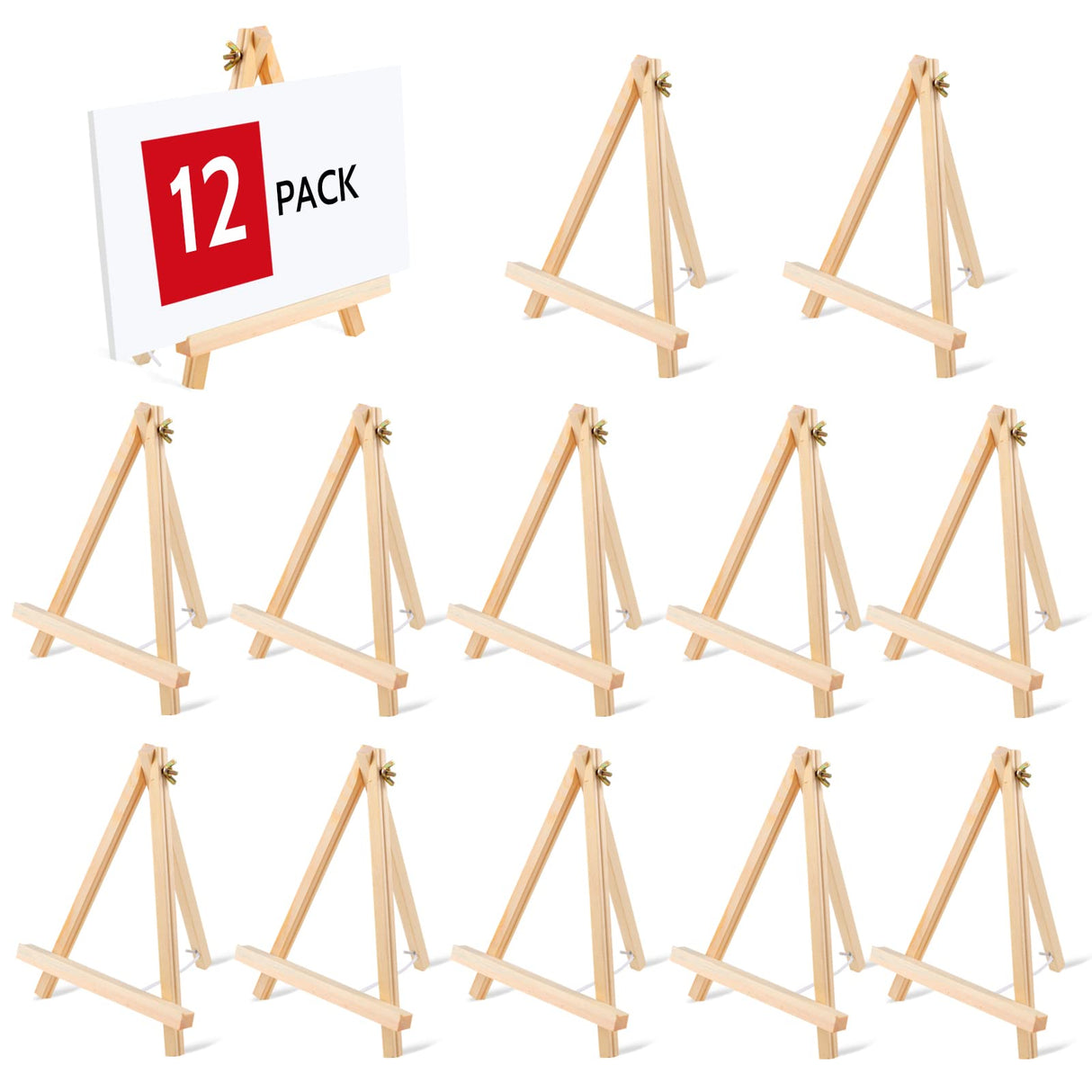 12PCS Wood Easels, 9 Inches Tabletop Easels, Art Craft Painting Easel Stand for Artist Adults Students HXSEMAYIG