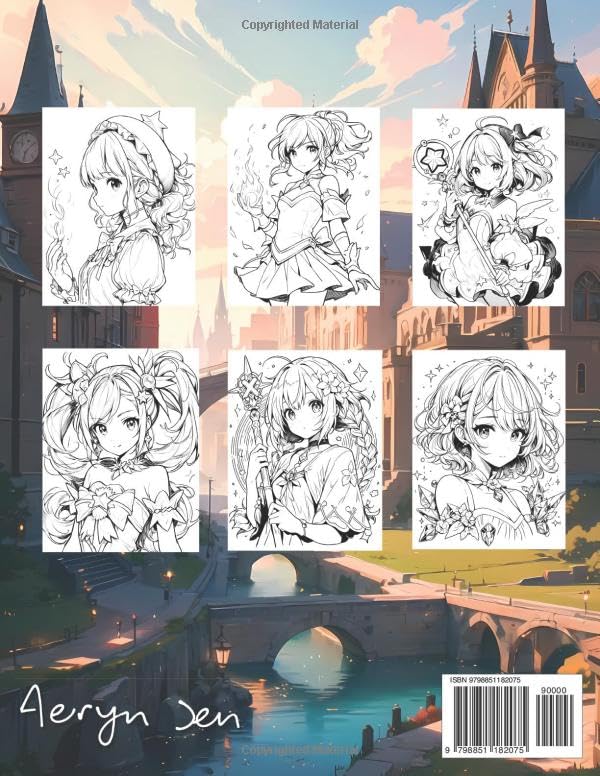 Anime Coloring Book: Magical Girls: Manga Art & Anime Enthusiasts Stress Relief Adult Coloring WoodArtSupply