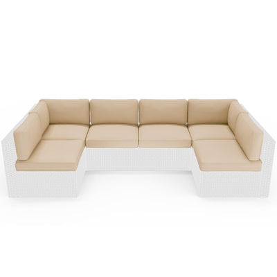 Oakmont Outdoor Replacement Cushions for Patio Furniture,Water-Resistant Cushion for Patio Conversation Set,14-Piece Cushions for 6-seat Outdoor Sectional Sofa(Light Brown)