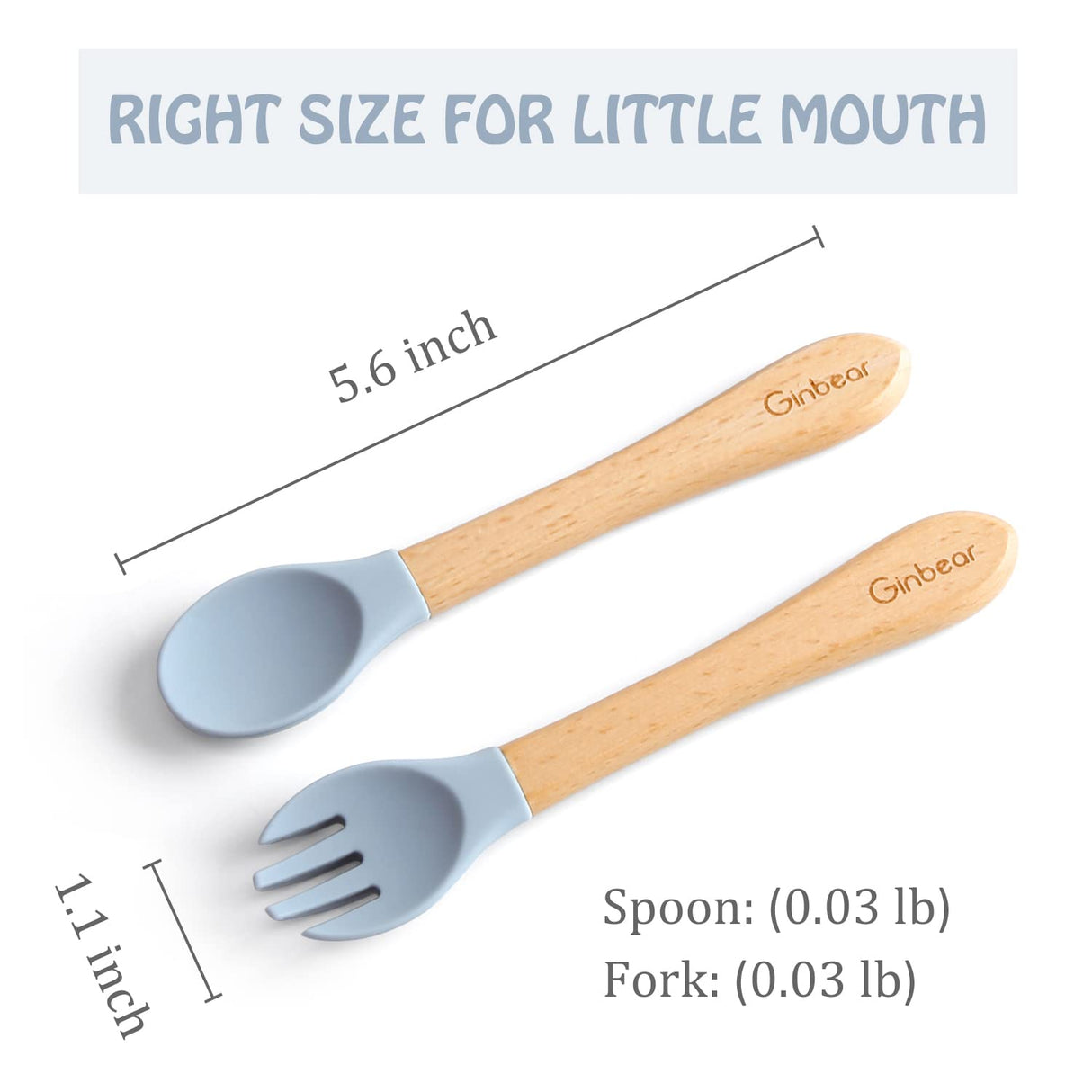 Ginbear Silicone Baby Spoon and Fork Set Self-feeding, Baby Flatware Sets, Toddler Feeding Utensils for Child 6 Months+ (Hazy Green/Almond) Ginbear