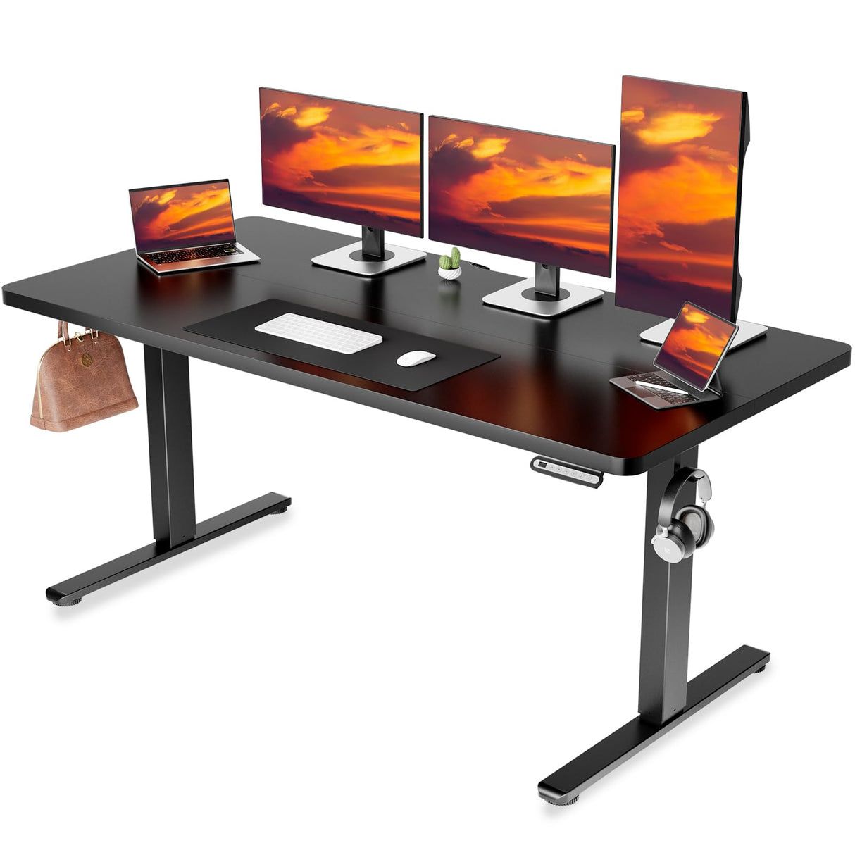 GTRACING Electric Standing Desk, 55 x 24 Inches Sit Stand up Desk with Memory Preset Controller, Height Adjustable Ergonomic Home Office Computer Desk (Black) GTRACING