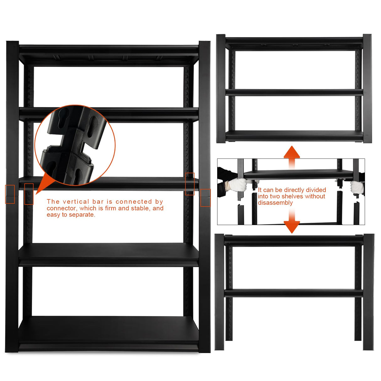 PACHIRA E-Commerce 72" Garage Shelving Heavy Duty, Wide Size Storage Shelves 5-Tier Large Metal Shelving Unit Adjustable Utility Rack for Garage, Pantry, 39.4" W x 17.7" D x 72" H PACHIRA E-Commerce