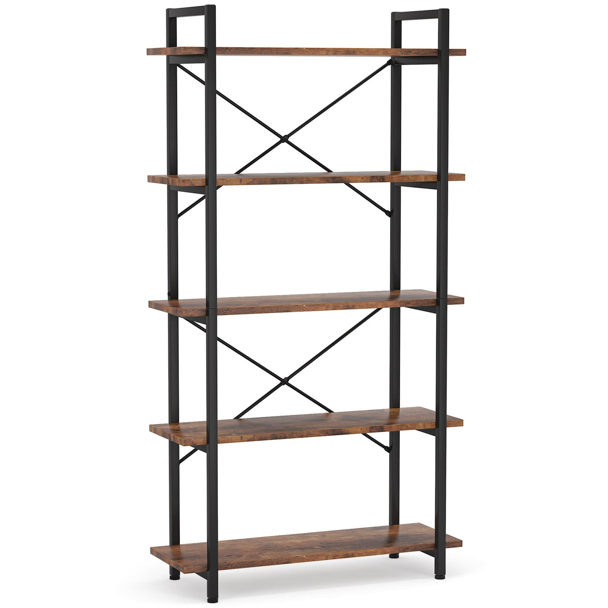 Tribesigns Industrial Rustic 5-Tier Bookshelf with Metal Frame for Living Room and Home Office Tribesigns