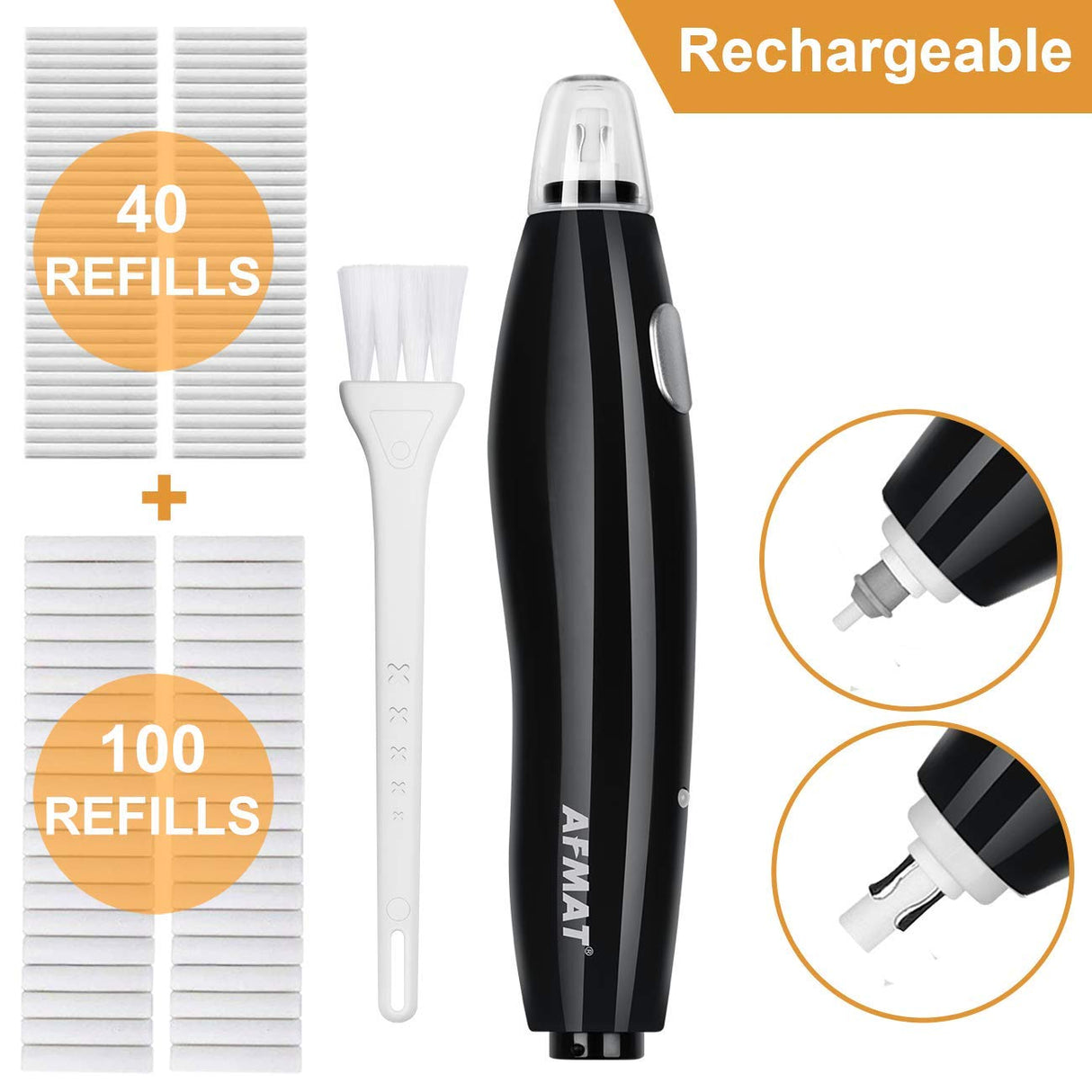 Electric Eraser for Artists, AFMAT Rechargeable Electric Eraser Kit,140 Refills for Drafting, Electric Pencil Eraser - Battery Operated for Drawing Pencils, Crafts, Arts AFMAT