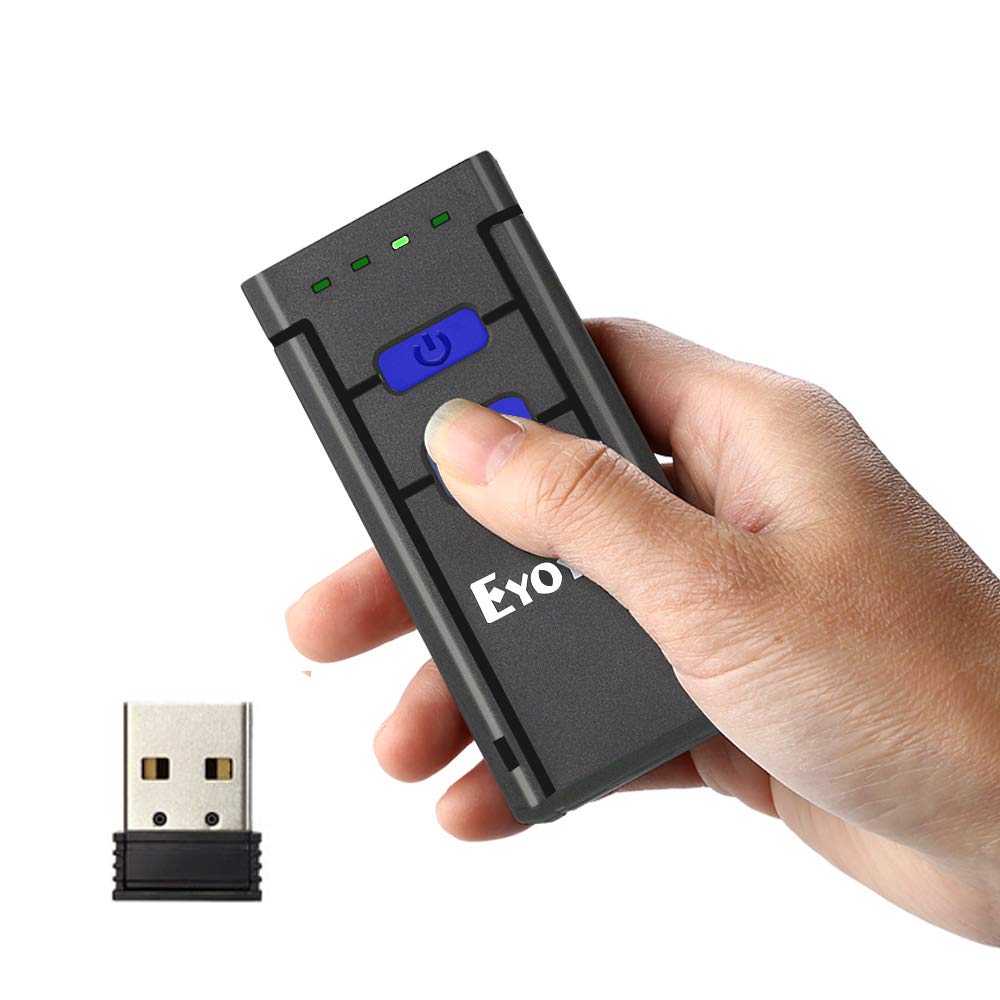 Eyoyo Mini 1D Wireless Barcode Scanner Bluetooth,3-in-1 Bluetooth&2.4G Wireless&Wired Connection, Portable Inventory Bar Code Reader Compatible with iPhone, Android, Windows, Mac Tablets or Computers Eyoyo