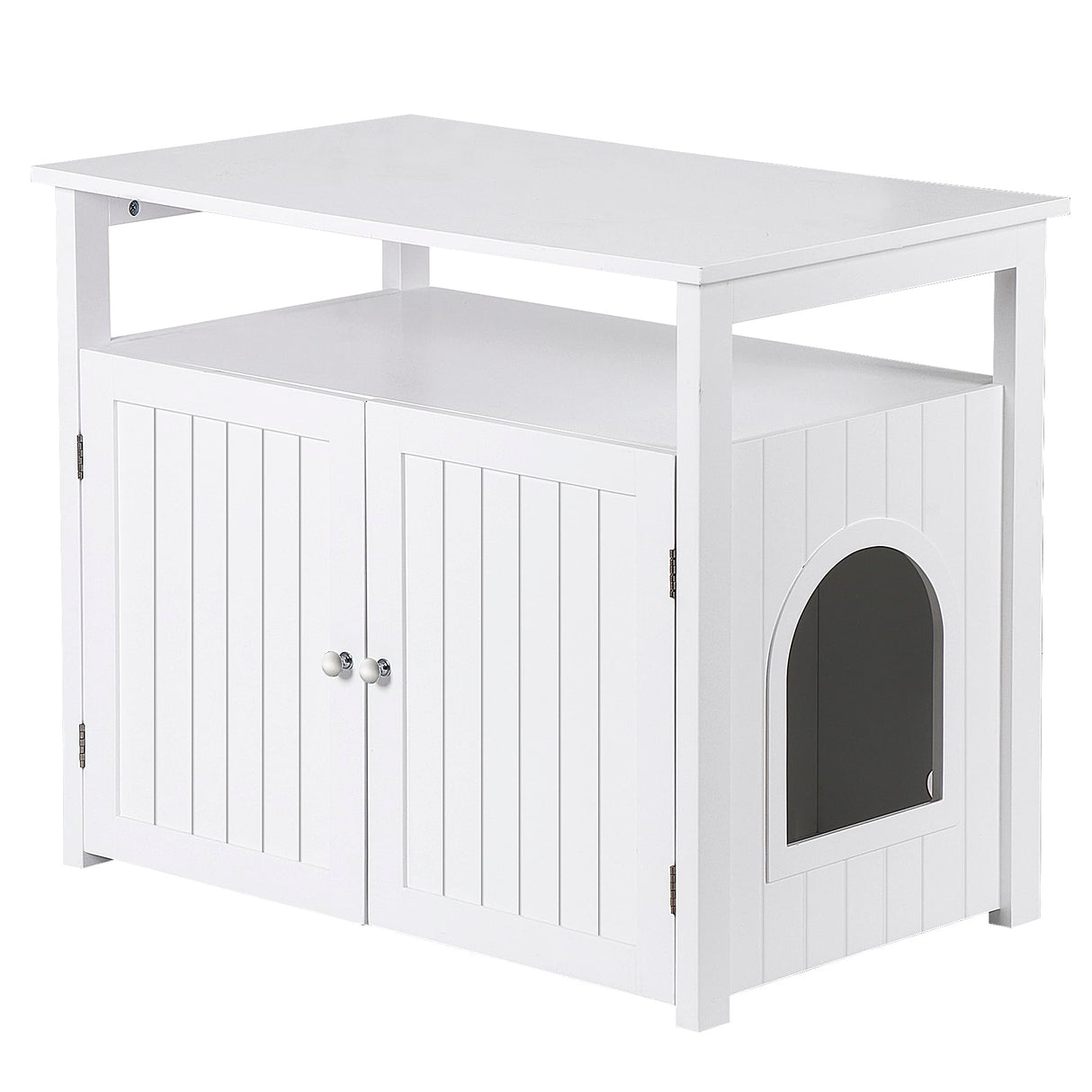 Cat Litter Box Enclosure with Storage Shelf Hidden Litter Box Furniture Indoor Cat Washroom Wooden Cat House Table Nightstand Pet Republic