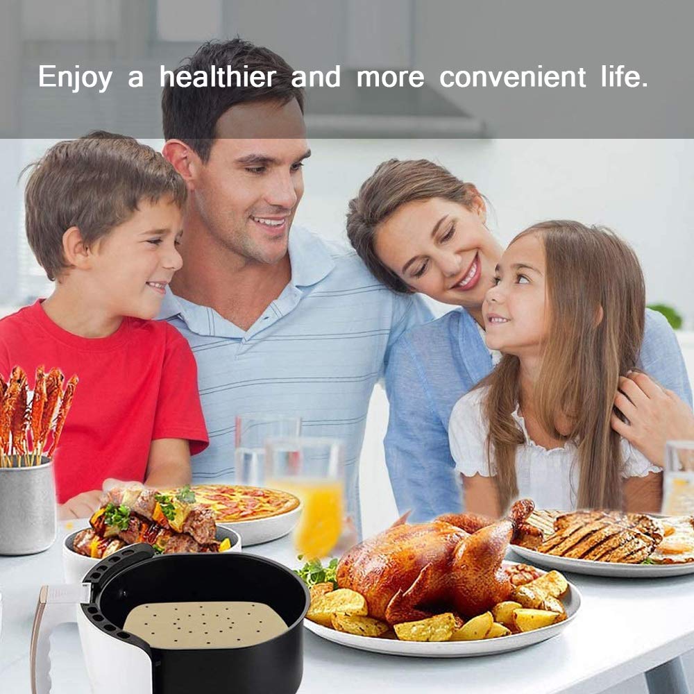 Air Fryer Parchment Paper Liners(11"×11") Square 100Pcs Unbleached Compatible with XXXL Air Fryer,Perfect for 8.5QT/9.5QT/10QT Or Bigger Air Fryers (Brown) ANQIA