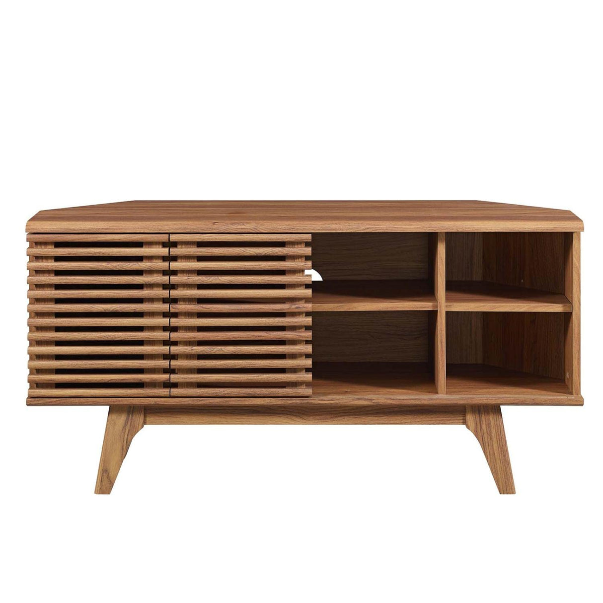 Modway Render Mid-Century Modern Low Profile Corner Media TV Stand in Wal, 15 x 46 x 23 Modway