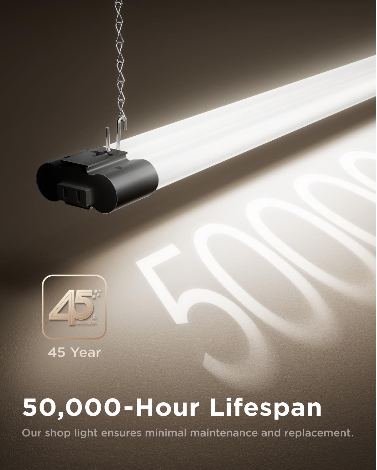 Sunco 12 Pack Linkable LED Utility Shop Light, 4500 LM, 5000K Daylight, 4 FT, 48 Inch Integrated Fixture for Garage, 40W Equivalent 150W, Surface + Suspension Mount, Black Sunco Lighting