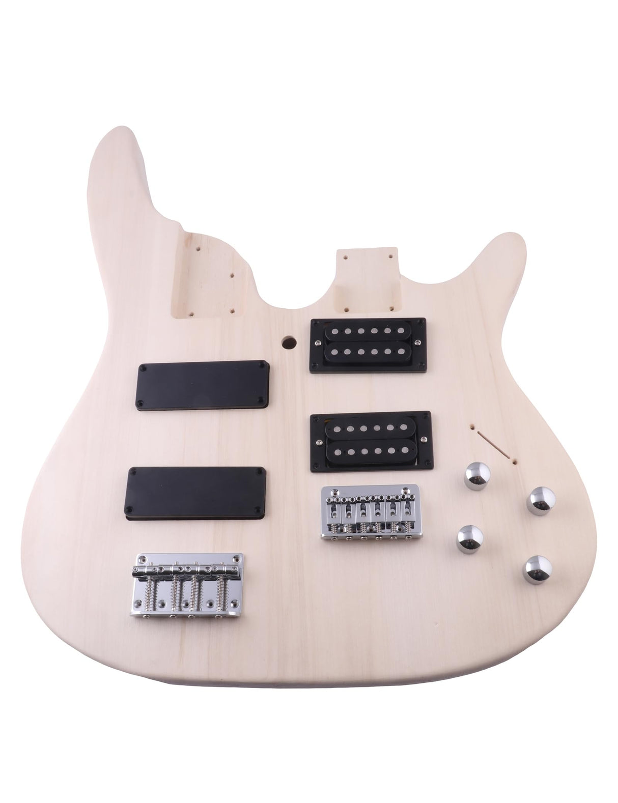 Fistrock DIY Electric Guitar and Bass Double Neck Kit 6 String and 4 String Guitar Kits Right Handed with Basswood Body Hard Maple Neck Chrome Hardware Build Your Own Bass and Guitar. Fistrock