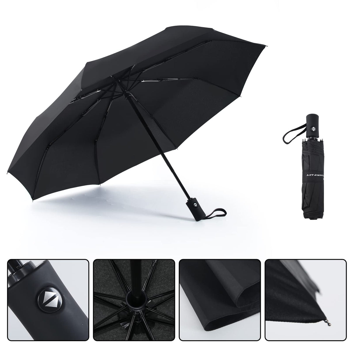 SY COMPACT Travel Umbrella Windproof Automatic LightWeight Unbreakable Umbrellas-Factory outlet umbrella (Black) SY COMPACT