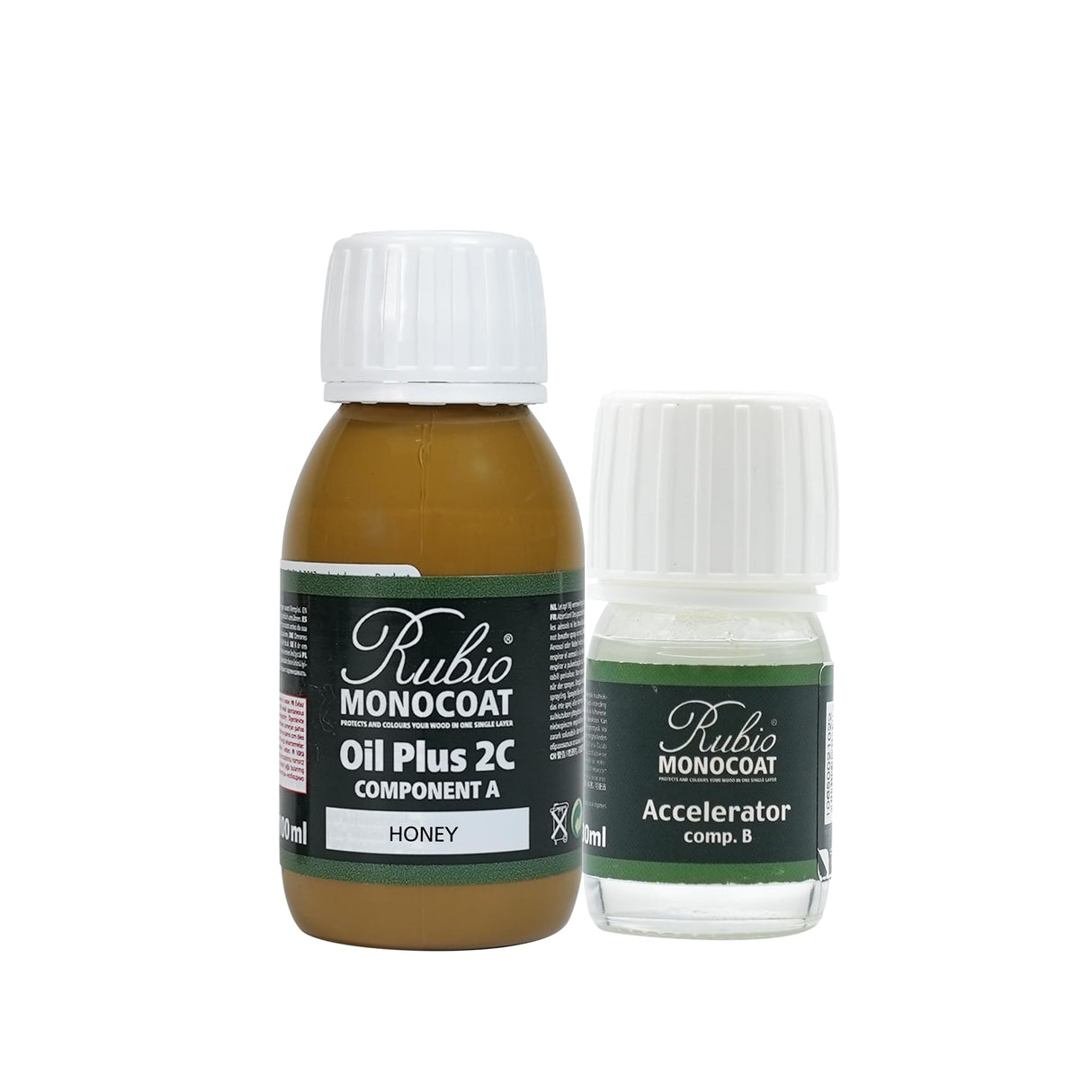 Rubio Monocoat Wood Stain & Finish 65 ft² - Honey | Oil Plus 2C | Quick-Dry, Eco-Friendly Linseed Wood Oil for Indoor Use, Includes Accelerator (Part B) | Protector | 130 ml Rubio Monocoat