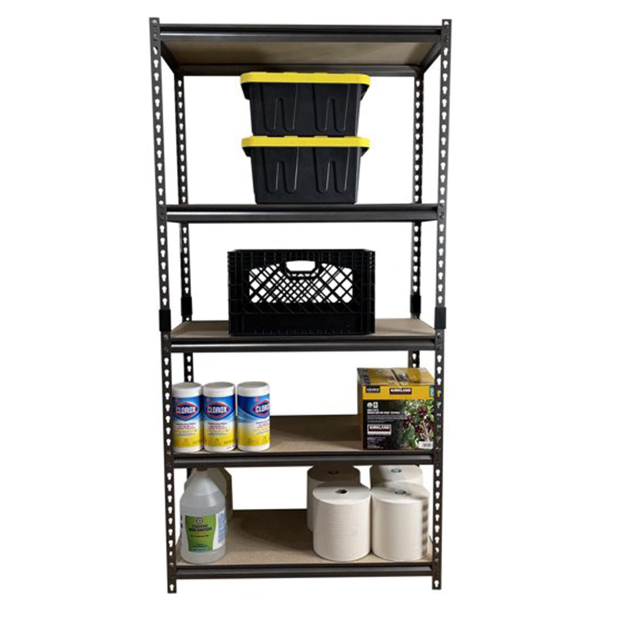Juggernaut Storage Indoor Outdoor 72 Inch 5 Tier Steel Utility Shelving Unit with Adjustable Shelves for Warehouse, Laundry Room, and Garage, Black Juggernaut Storage