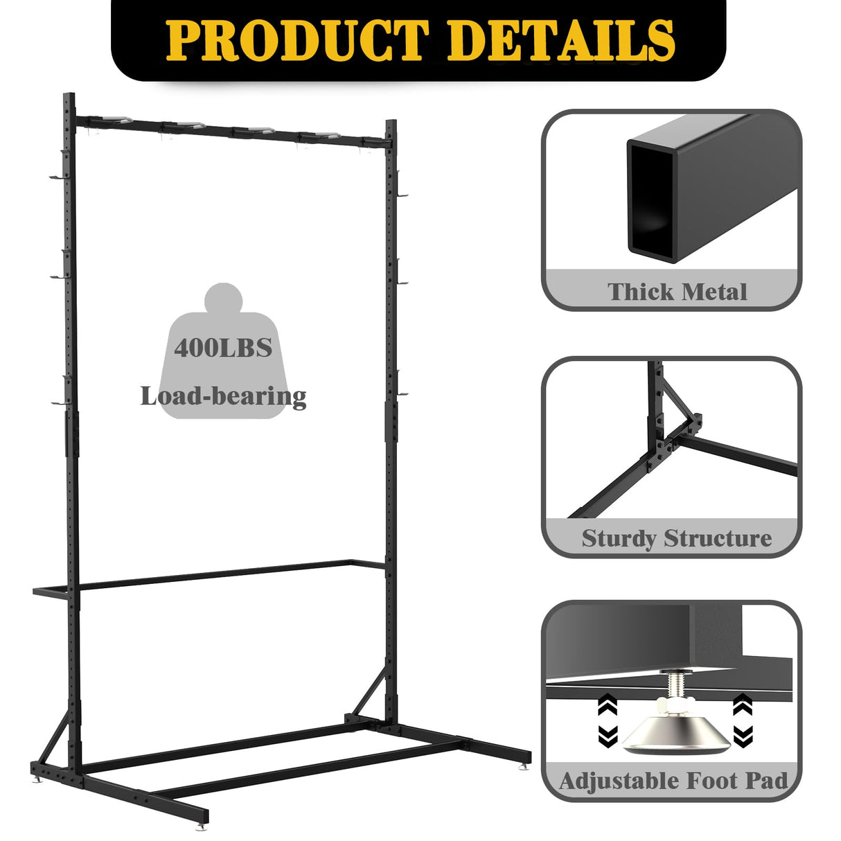 Lezbanz Freestanding Bike Storage Rack for 5 Bikes, 52" Wide Steel Vertical Bike Rack with 5 Bike Hooks & 6 Hooks for Helmet Storage, Bike Racks for Home and Garage, Indoor Floor Bike Stand Lezbanz